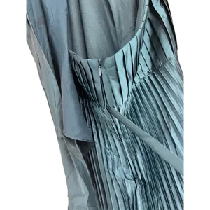 Ieena for Mac Duggal 26909 Pleated High Neck Kitten Bow Midi Dress Teal 8 thumbnail 5
