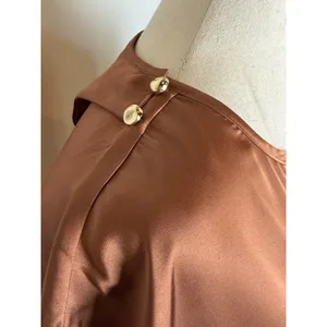 BHLDN Anthropologie Midi Dress Women Medium Brown NWT Satin Open Back Side Slit thumbnail 8