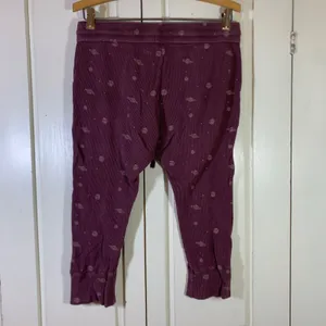 Kate Quinn Women Small Organic Cotton Waffle Knit Joggers Purple Planet Print thumbnail 2
