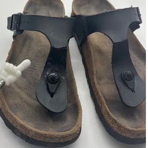 Birkenstock Gizeh Black Birko-Flor Thong Sandals Women 38 L7 M5 Made in Germany thumbnail 3