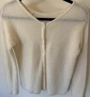 Sézane Ecru Gaspard Cardigan Small S Off White Thin Button Up Knit Sweater Top thumbnail 1