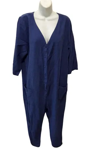 The Nines by HATCH 3/4 Sleeve Button-Front Maternity Jumpsuit Sz L Lagenlook thumbnail 1