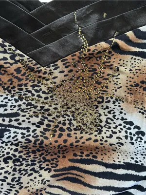 Y2K Bling Animal Print Mob Wife 2000s Maximalist Size L/XL Spider Rhinestone Top thumbnail 3