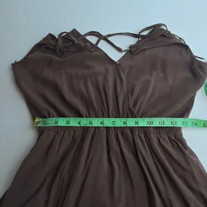 L*Space Tori Strappy Midi Dress in Cocoa‎ Brown Rayon V-Neck Slit Large thumbnail 7