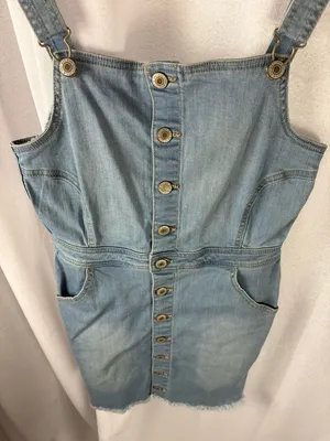 Wax Jean Denim Dress Overalls Size Medium NWT thumbnail 3