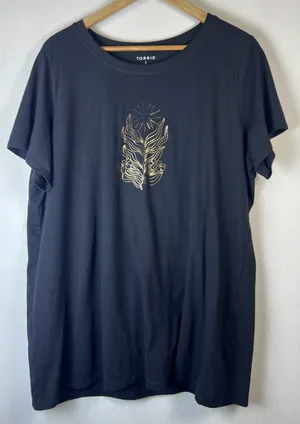 Torrid harmony shirt Cotton Short Sleeve Active Tee Black 3 3X 22 24 sun peace thumbnail 1