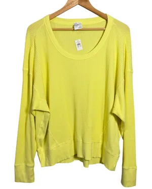 AE Offline Yellow Waffle Knit Long Sleeve Crewneck Top Size M‎ thumbnail 1