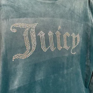 Juicy Couture Women’s Small Velour Velvet Teal Rhinestone Pullover Sleepwear Swe thumbnail 3