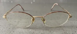 Safilo Eyeglasses Frames ONLY Gold Metal Full Rim 52-19-135 Gold Italy Half Rim thumbnail 1