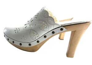 Vintage Colin Stuart 6 clogs perforated leather platform high heels studs pumps thumbnail 1
