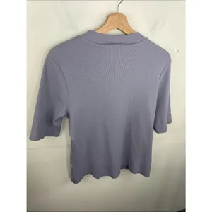 Maeve x Anthropologie Short Sleeve Ribbed Mock Neck Tee Purple Sz Large thumbnail 8