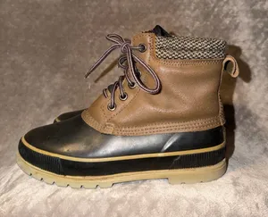 Cherokee Brown Leather and Rubber Duck Boots with Knit Collar thumbnail 1