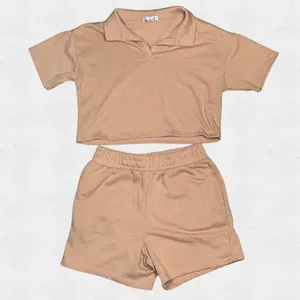 NWT Love Streak Two Piece Coord Set Pink Cotton Blend Medium Pockets Top Shorts thumbnail 1