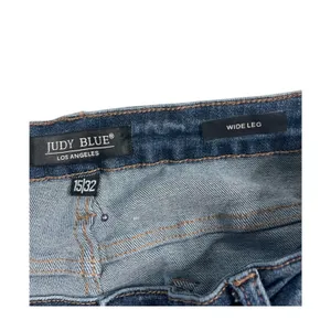 Judy Blue Wide Leg Crop Jeans Womens 32 Blue Stretch High Rise Boho Festival thumbnail 3