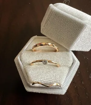 Gorgeous Golden Stackable Ring Trio Set Size 7 Gold thumbnail 1