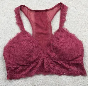 Aerie Red Lace T-Back Padded Bralette thumbnail 1