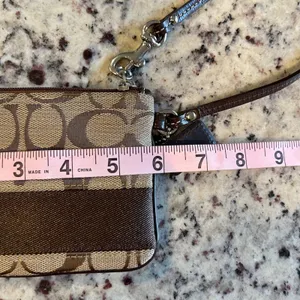 Coach‎ Signature C Canvas Brown Wristlet Pouch Bag Purse Clutch Monogram thumbnail 5