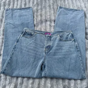 Edikted Wide Leg Jeans Women’s L Light Wash High Rise Button Fly Denim thumbnail 11