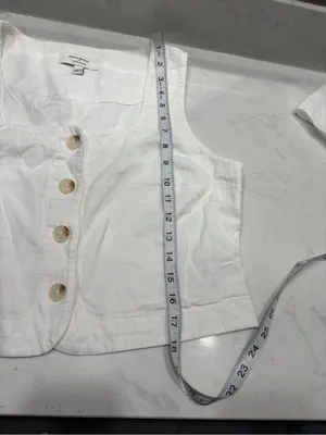NWOT Banana Republic White Linen-Blend Top thumbnail 8