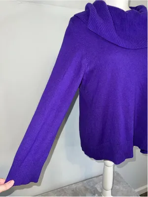 Women's Charter Club Cashmere Purple Cowl Neck Sweater XL thumbnail 2