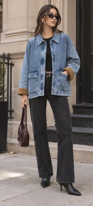 Heartloom Elina Denim Chore Jacket XS Corduroy Cuff Utility Coat thumbnail 1