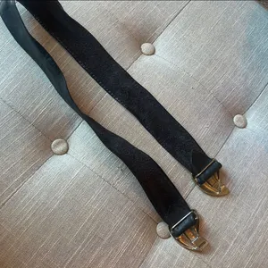 Non Signe Vintage Two Toned Hardware Black Leather Belt thumbnail 6