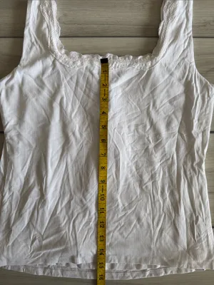 Montgomery Post Lace Trim Square Neck Knit Tank Top White Small NWT STITCH FIX thumbnail 10