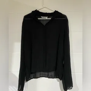 Fred David large sheer black button down thumbnail 2