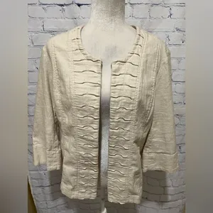 Coldwater creek Women’s Cream Linen Jacket With Hook Closure Size 14 thumbnail 2