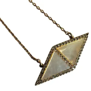 Anthropologie mother-of-pearl and rhinestone geometric necklace by Perry thumbnail 9