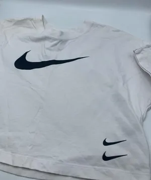 Nike White Cropped Double Swoosh Logo Oversized T-Shirt Womens CJ3764 XL extra L thumbnail 1