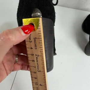 UGG 10 Analise Ankle Boots Black Suede Shearling Lace Up Stacked Heel Booties thumbnail 10