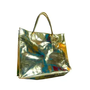 Golden metallic shoulder Handbag unbranded 15x12” Gold thumbnail 6