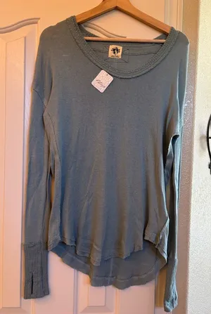 Free People Thermal Lightweight Top With Raw Edges. NWT thumbnail 1