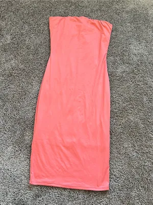 Strapless Coral Bodycon Dress Pink thumbnail 4