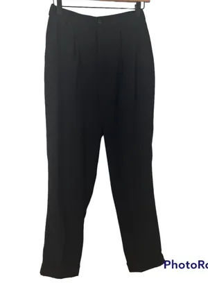 Woman Front Pleated Straight Ankle Cuffed Trouser Pants thumbnail 1