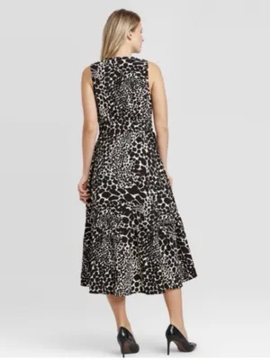 NWT Who What Wear Swirling Leopard Wrap Ruffle High Low Maxi Dress XS thumbnail 3