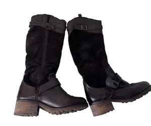 Fabianelli Tall Leather Suede‎ Riding Boots Women 36 Brown Buckle Lug Sole Chic thumbnail 1