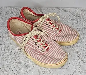 UGG Eyan ll striped low top canvas rope laced up red white sneakers shoes sz 9 thumbnail 1