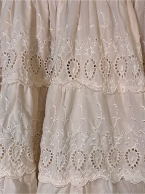 Vintage Lucky Brand womens eyelet lace tiered mini skirt y2k cream S thumbnail 2