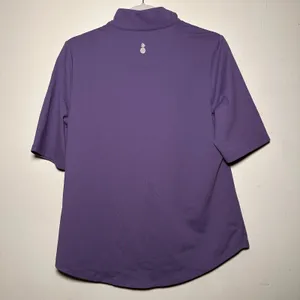 Tommy Bahama IslandZone Purple Short Sleeve Mock Neck Zip Golf Polo Shirt Medium thumbnail 2