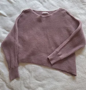 Anthropologie Ribbed Knit Sweater M Oversized Asymmetrical Mauve Purple Pullover thumbnail 1