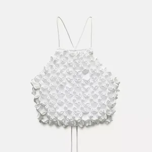ZARA Contrasting Ruffled Top thumbnail 4