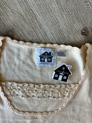 Storybook Knits Cream Lace-Trim Short Sleeve Top thumbnail 4