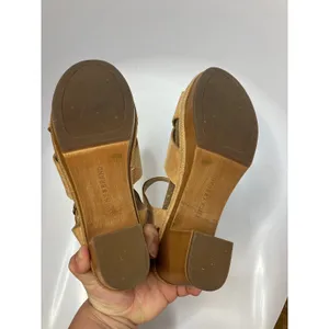 Lucky Brand Harvia tan leather heeled sandals‎ platform women size 8 boho casual thumbnail 8