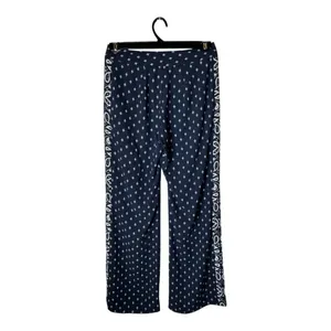 Cabi Pants Women 2 Navy Blue White Geometric Track‎ Star Flowy Wide Leg Trousers thumbnail 3