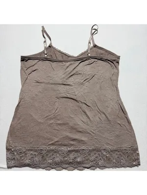 Brown Lace Trim Camisole Tank Top thumbnail 2