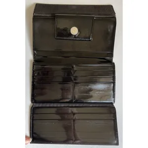 Authentic Bvlgari 7x4 Logomania Monogram Denim Patent Leather Long Wallet Italy thumbnail 6