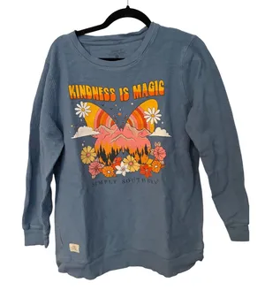 Simply Southern Blue Corded Sweatshirt Kindness Is Magic Butterfly Graphic‎ L thumbnail 1