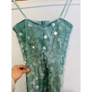 STAUD Seafoam Green Shimmering Sequined Strapless Casey Midi Gown size 2 thumbnail 16